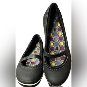 Crocs Crocsbrand Women's Black White Maryjane Flats Slip-on Loafers 10